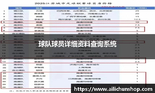 球队球员详细资料查询系统